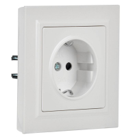 Розетка BRITE РСР14-1-0-БрБ 16А в сборе с заземл. защ. шторки бел. IEK BR-R14-16-K01-F ТехноИмпульс