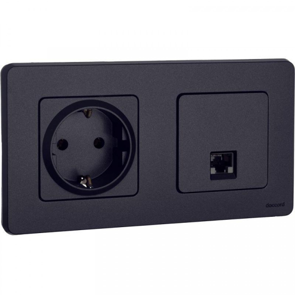 Розетка компьютерная Inspiria RJ45 кат.5E UTP антрацит IEK 673828 ТехноИмпульс