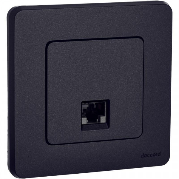 Розетка компьютерная Inspiria RJ45 кат.5E UTP антрацит IEK 673828 ТехноИмпульс