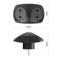 Разветвитель электрический SPx-2-B на 2 розетки без заземл. 10А черн. Эра Б0059720 ТехноИмпульс