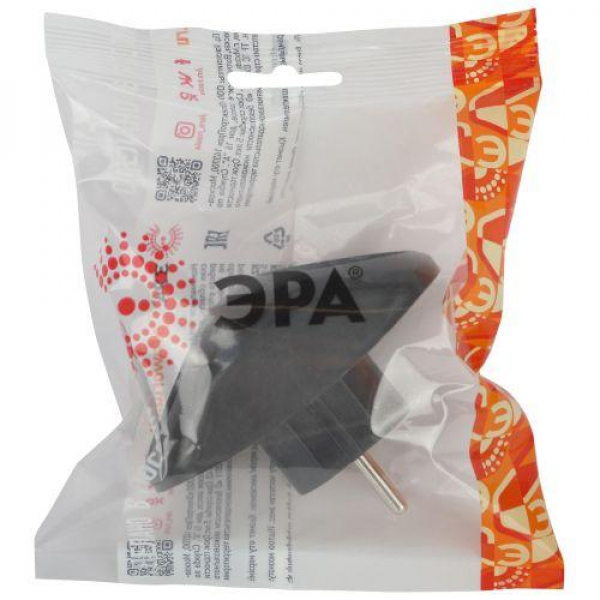 Разветвитель электрический SPx-2-B на 2 розетки без заземл. 10А черн. Эра Б0059720 ТехноИмпульс