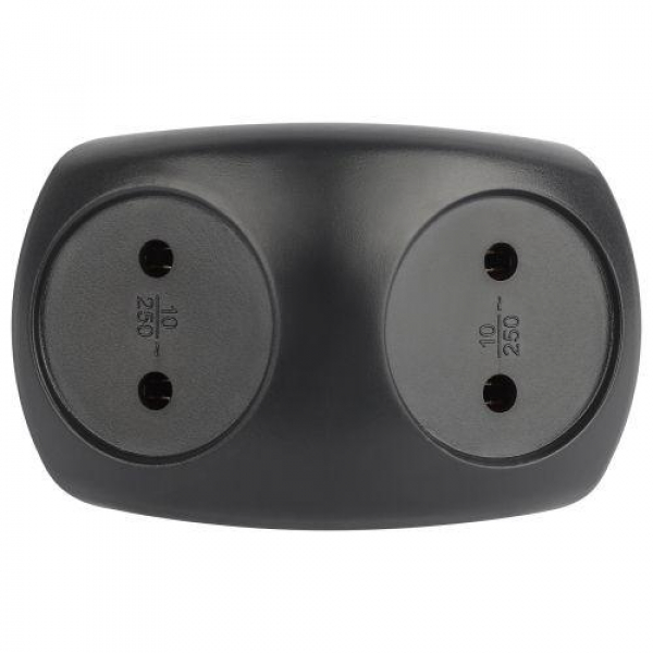 Разветвитель электрический SPx-2-B на 2 розетки без заземл. 10А черн. Эра Б0059720 ТехноИмпульс