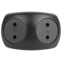 Разветвитель электрический SPx-2-B на 2 розетки без заземл. 10А черн. Эра Б0059720 ТехноИмпульс