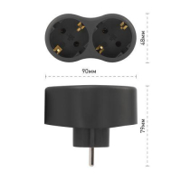 Разветвитель электрический SPx-2e-B на 2 розетки с заземл. 16А черн. Эра Б0059722 ТехноИмпульс