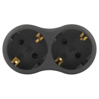 Разветвитель электрический SPx-2e-B на 2 розетки с заземл. 16А черн. Эра Б0059722 ТехноИмпульс