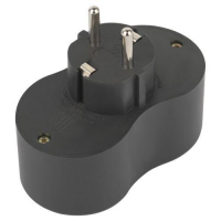 Разветвитель электрический SPx-2e-B на 2 розетки с заземл. 16А черн. Эра Б0059722 ТехноИмпульс