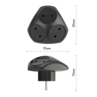 Разветвитель электрический SPx-3-B на 3 розетки без заземл. 10А черн. Эра Б0059721 ТехноИмпульс