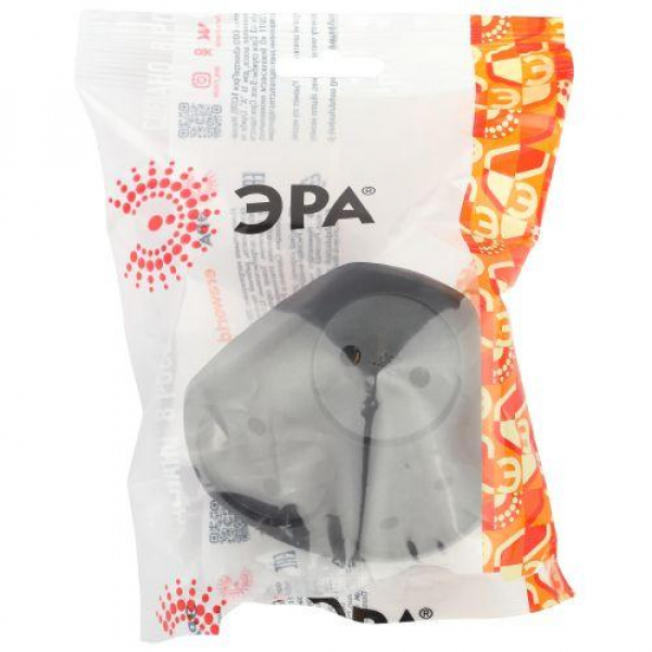 Разветвитель электрический SPx-3-B на 3 розетки без заземл. 10А черн. Эра Б0059721 ТехноИмпульс