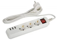 Удлинитель 3х1.5м с заземл. +3xUSBA 10А с выкл. U-3es-1.5m-USB Эра Б0052900 ТехноИмпульс