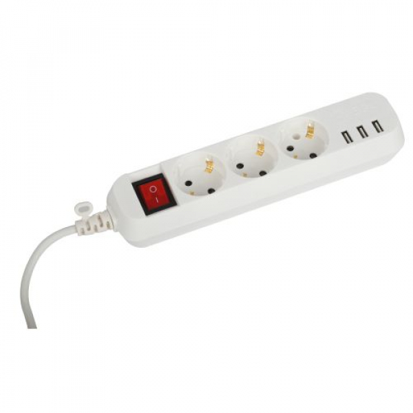 Удлинитель 3х1.5м с заземл. +3xUSBA 10А с выкл. U-3es-1.5m-USB Эра Б0052900 ТехноИмпульс