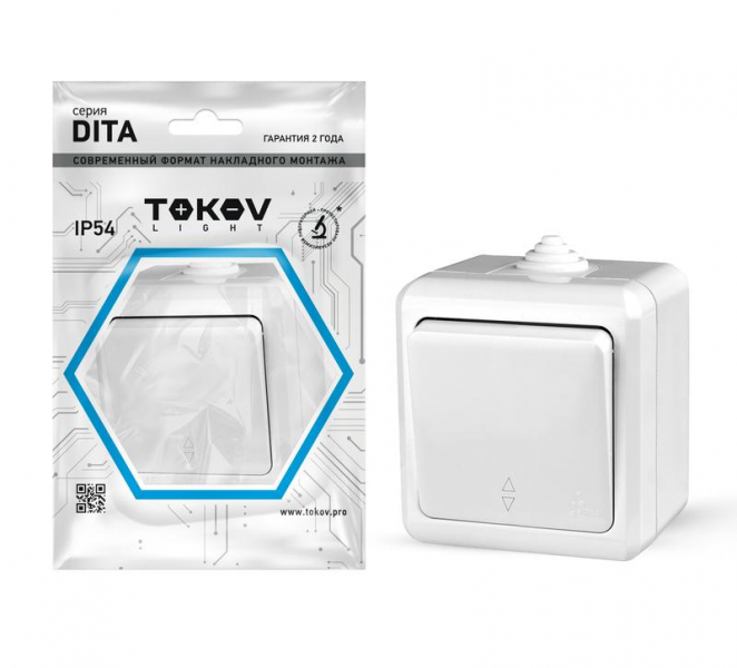 Переключатель 1-кл. ОП Dita IP54 10А 250В бел. TOKOV ELECTRIC TKL-DT-P1-C01-IP54 ТехноИмпульс