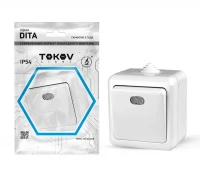 Выключатель 1-кл. ОП Dita IP54 10А 250В с индикацией бел. TOKOV ELECTRIC TKL-DT-V1I-C01-IP54 ТехноИмпульс