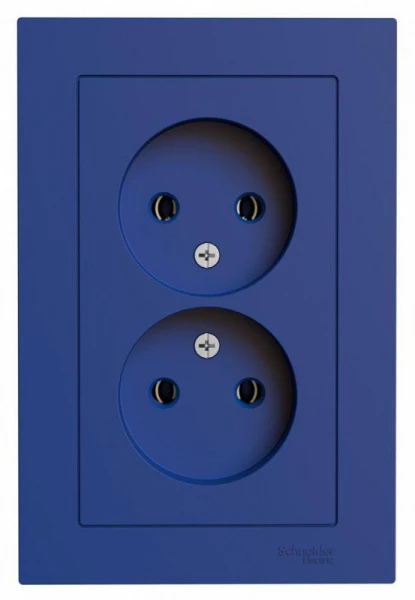 Розетка 2-м AtlasDesign 16А без заземл в сборе аквамарин SE ATN001120 ТехноИмпульс