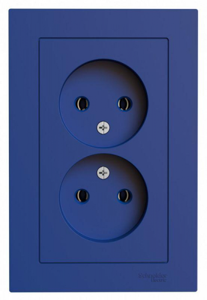 Розетка 2-м AtlasDesign 16А без заземл в сборе аквамарин SE ATN001120 ТехноИмпульс