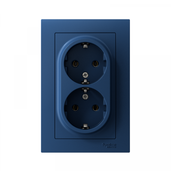 Розетка 2-м. AtlasDesign 16А с заземл. в сборе аквамарин SE ATN001124 ТехноИмпульс