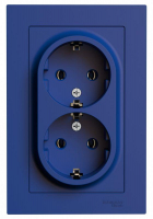 Розетка 2-м. AtlasDesign 16А с заземл. в сборе аквамарин SE ATN001124 ТехноИмпульс