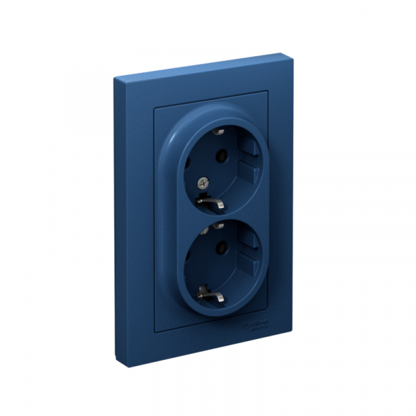 Розетка 2-м. AtlasDesign 16А с заземл. в сборе аквамарин SE ATN001124 ТехноИмпульс
