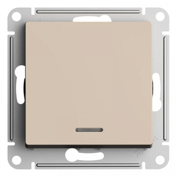 Выключатель 1-кл. AtlasDesign с подсветкой (сх.1а) 10AX мех. песочн. SE ATN001213 ТехноИмпульс