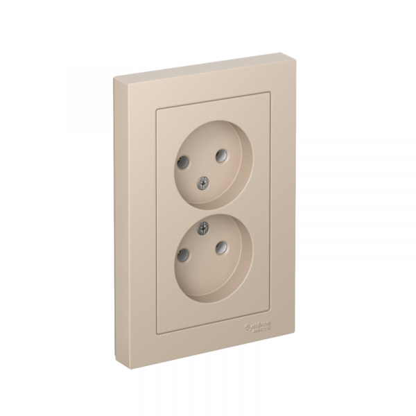 Розетка 2-м. AtlasDesign 16А без заземл. в сборе песочн. SE ATN001220 ТехноИмпульс