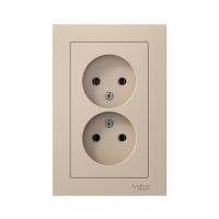 Розетка 2-м. AtlasDesign 16А без заземл. в сборе песочн. SE ATN001220 ТехноИмпульс