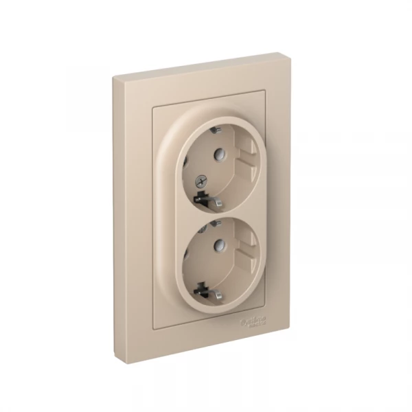 Розетка 2-м. AtlasDesign 16А с заземл. в сборе песочн. SE ATN001224 ТехноИмпульс