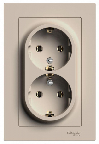Розетка 2-м. AtlasDesign 16А с заземл. в сборе песочн. SE ATN001224 ТехноИмпульс