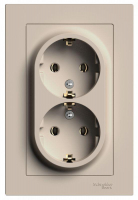 Розетка 2-м. AtlasDesign 16А с заземл. в сборе песочн. SE ATN001224 ТехноИмпульс