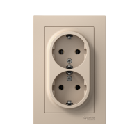 Розетка 2-м. AtlasDesign 16А с заземл. в сборе песочн. SE ATN001224 ТехноИмпульс