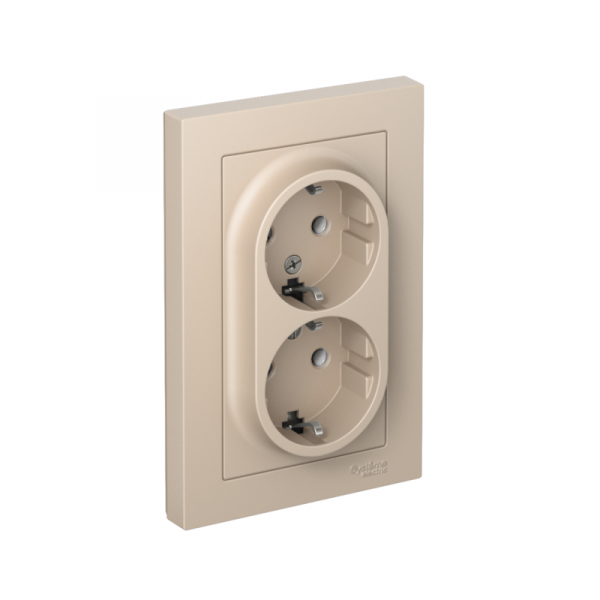 Розетка 2-м. AtlasDesign 16А с заземл. в сборе песочн. SE ATN001224 ТехноИмпульс