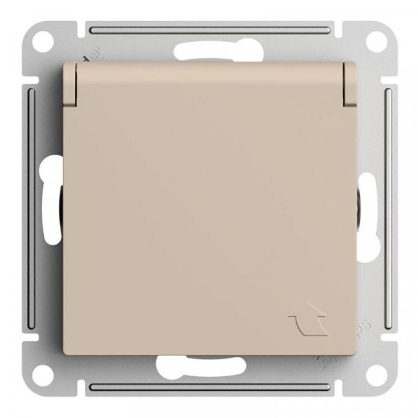 Розетка AtlasDesign 16А IP20 с заземл. защ. шторки с крышкой механизм песочн. SE ATN001246 ТехноИмпульс