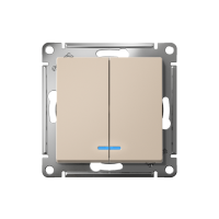 Выключатель 2-кл. AtlasDesign с подсветкой (сх.5а) 10AX мех. песочн. SE ATN001253 ТехноИмпульс