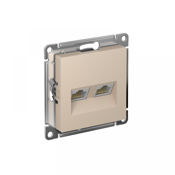 Розетка компьютерная 2-м AtlasDesign RJ45+RJ45 кат.5E механизм песочн. SE ATN001285 ТехноИмпульс