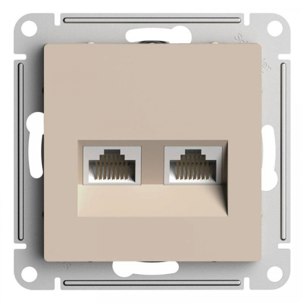 Розетка компьютерная 2-м AtlasDesign RJ45+RJ45 кат.5E механизм песочн. SE ATN001285 ТехноИмпульс