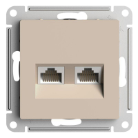 Розетка компьютерная 2-м AtlasDesign RJ45+RJ45 кат.5E механизм песочн. SE ATN001285 ТехноИмпульс