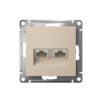 Розетка компьютерная 2-м AtlasDesign RJ45+RJ45 кат.5E механизм песочн. SE ATN001285 ТехноИмпульс