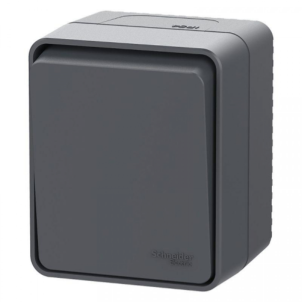 Выключатель кнопочный 1-кл. ОП AtlasDesign PROFI IP54 10АХ антрацит SE ATN544015 ТехноИмпульс