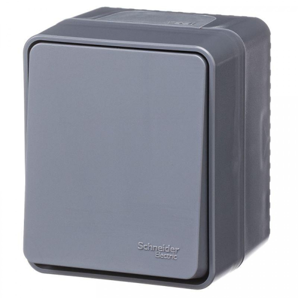 Выключатель кнопочный 1-кл. ОП AtlasDesign PROFI IP54 10АХ антрацит SE ATN544015 ТехноИмпульс