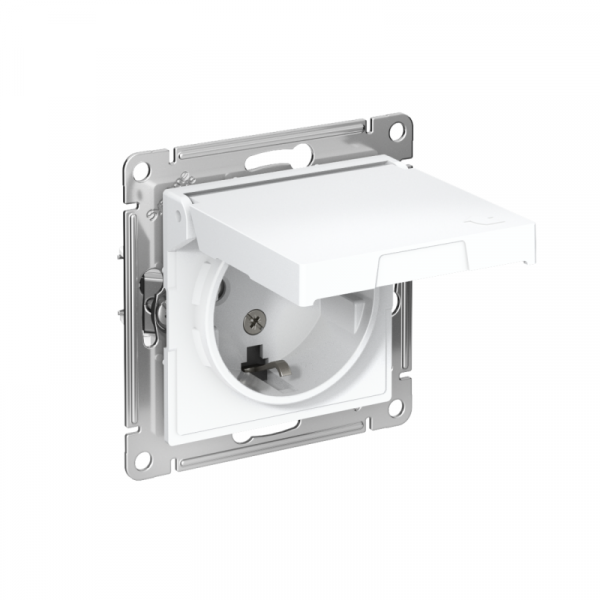 Розетка AtlasDesign 16А IP20 с заземл. защ. шторки с крышкой механизм лотос SE ATN001346 ТехноИмпульс