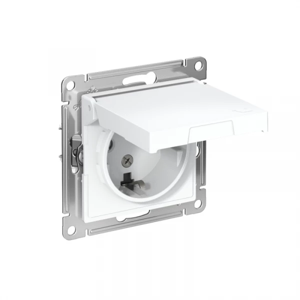 Розетка AtlasDesign 16А IP20 с заземл. защ. шторки с крышкой механизм лотос SE ATN001346 ТехноИмпульс