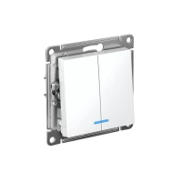 Выключатель 2-кл. AtlasDesign (сх. 5а) 10AX с подсветкой механизм лотос SE ATN001353 ТехноИмпульс