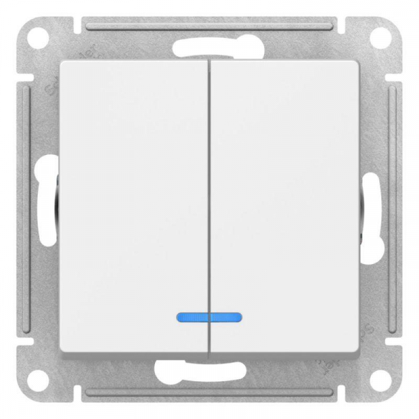 Выключатель 2-кл. AtlasDesign (сх. 5а) 10AX с подсветкой механизм лотос SE ATN001353 ТехноИмпульс