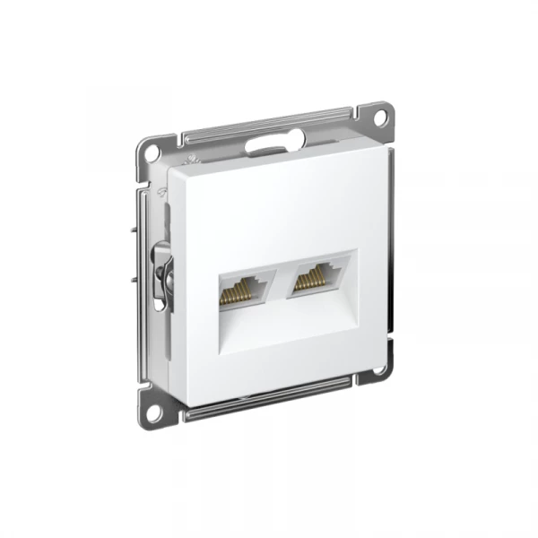 Розетка компьютерная 2-м AtlasDesign RJ45+RJ45 кат.5E механизм лотос SE ATN001385 ТехноИмпульс