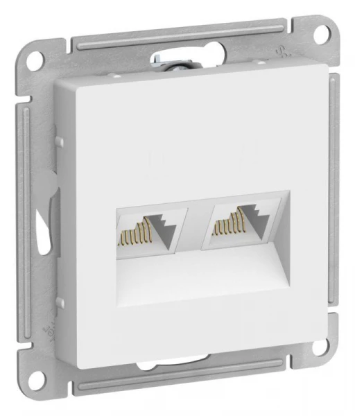 Розетка компьютерная 2-м AtlasDesign RJ45+RJ45 кат.5E механизм лотос SE ATN001385 ТехноИмпульс