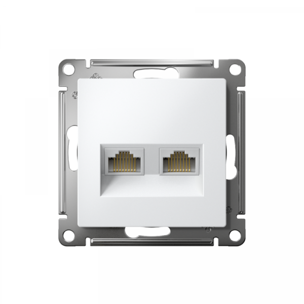 Розетка компьютерная 2-м AtlasDesign RJ45+RJ45 кат.5E механизм лотос SE ATN001385 ТехноИмпульс