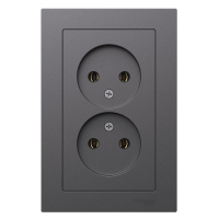 Розетка двойная AtlasDesign без заземл.16А в сборе базальт SE ATN001420 ТехноИмпульс