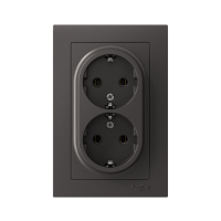 Розетка двойная AtlasDesign с заземл. 16А в сборе базальт SE ATN001424 ТехноИмпульс