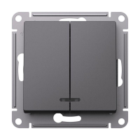 Выключатель 2-кл. AtlasDesign (сх. 5а) 10AX с подсветкой механизм базальт SE ATN001453 ТехноИмпульс