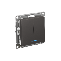 Выключатель 2-кл. AtlasDesign (сх. 5а) 10AX с подсветкой механизм базальт SE ATN001453 ТехноИмпульс