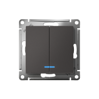 Выключатель 2-кл. AtlasDesign (сх. 5а) 10AX с подсветкой механизм базальт SE ATN001453 ТехноИмпульс