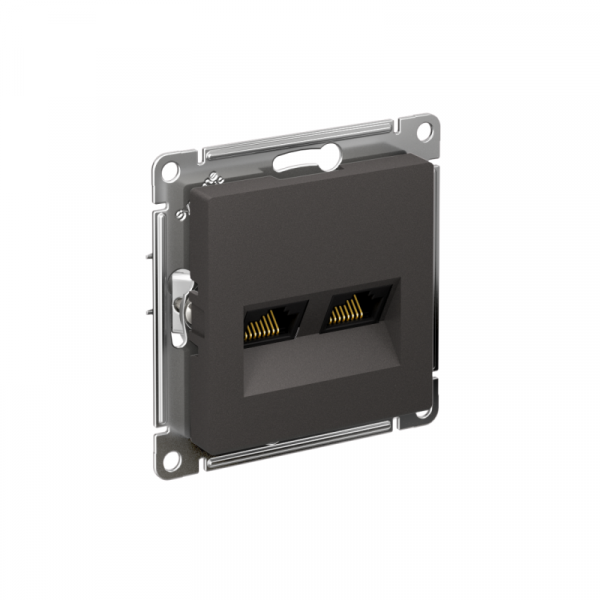 Розетка компьютерная 2-м AtlasDesign RJ45+RJ45 кат.5E механизм базальт SE ATN001485 ТехноИмпульс